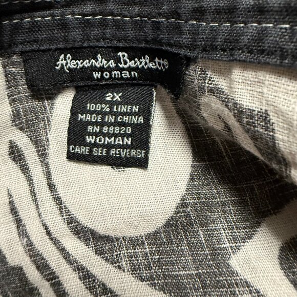 Black White Abstract Print Tunic Blouse Square Neck Oversized Boho Top - Picture 3 of 11